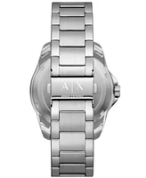 A|X Armani Exchange Men's Spencer Three Hand Date Silver-Tone Stainless Steel Watch 44mm