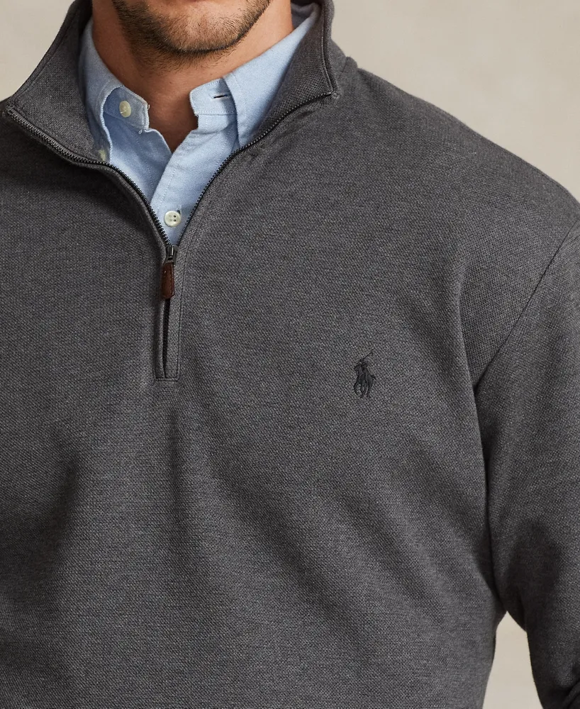 Polo Ralph Lauren Men's Big & Tall Double-Knit Mesh Quarter-Zip Pullover