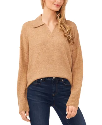 CeCe Women's Long-Sleeve V-Neck Polo Sweater