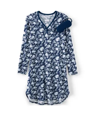 Lands' End Women's Cozy Gown Sleep Set - Sleeping and Mask