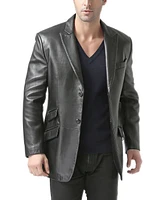 Bgsd Men Peaked Lapel Two-Button Leather Blazer