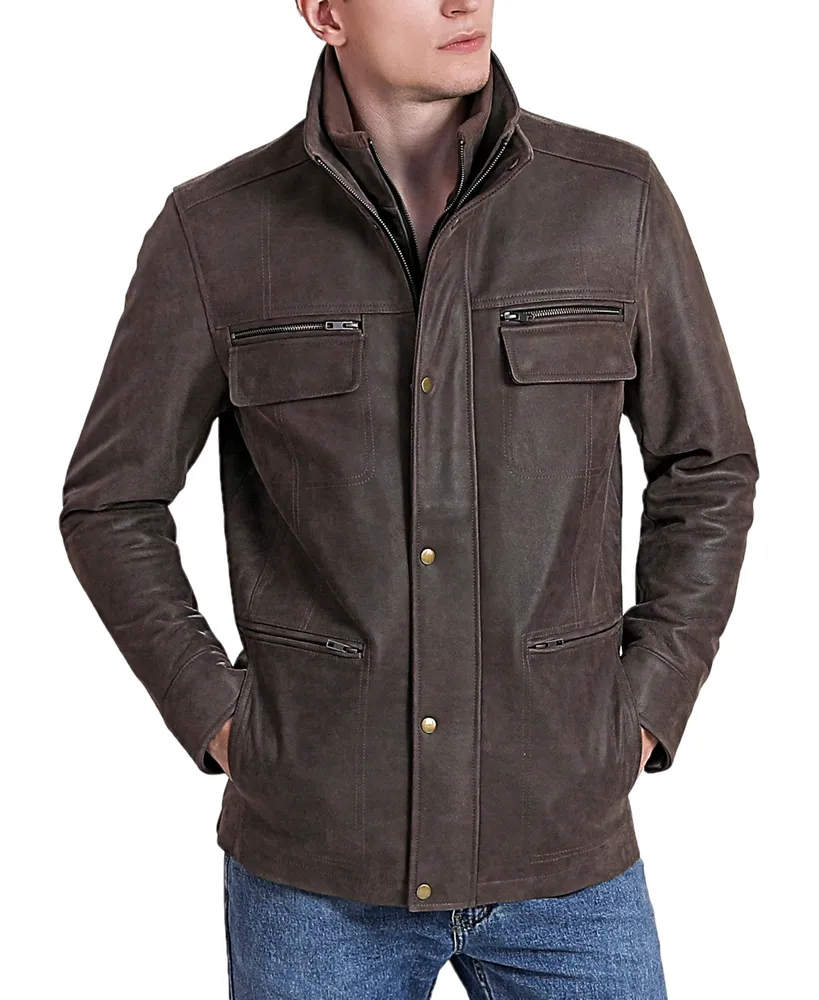 Bgsd Men's Men Austin Distressed Leather Hipster Jacket