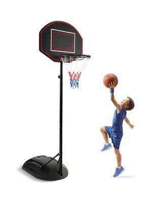 Costway 5.5-7.5FT Adjustable Portable Basketball Goal System with Shatterproof Backboard