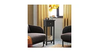 2 Tier Slim Nightstand Bedside Table with Drawer Shelf