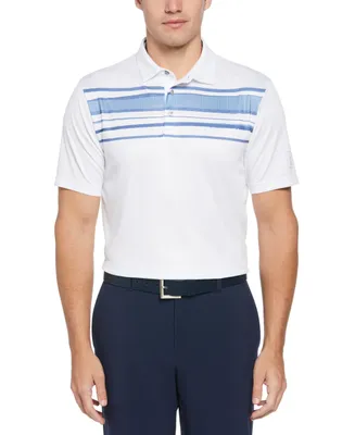 Pga Tour Men's Athletic Fit Terrain Chest Print Short Sleeve Golf Polo Shirt
