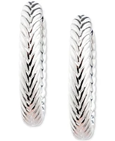 Lauren Ralph Lauren Herringbone-Look Huggie Hoop Earrings in Sterling Silver, 0.64"