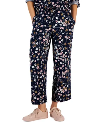 Tommy Hilfiger Women's Floral-Print Wide-Leg Pull-On Pants