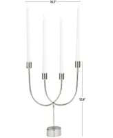 The Novogratz Silver Stainless Steel Metal Overlapping U-Shaped Candelabra with Round Elevated Base, 11" x 3" x 13"