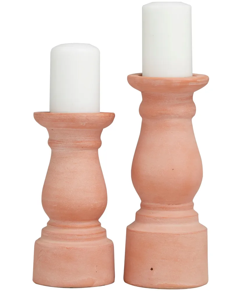 The Novogratz Ceramic Terracotta Candle Holder 10" and 8" H, Set of 2