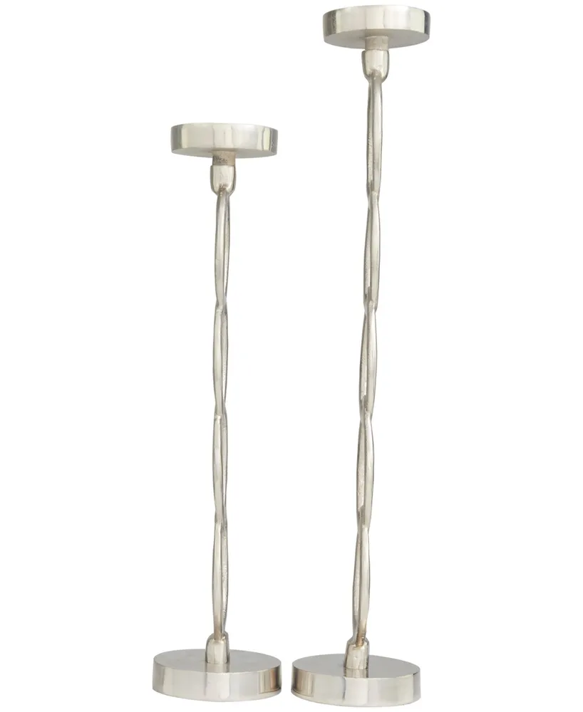 Aluminum Geometric Candle Holder 23" and 19" H, Set of 2