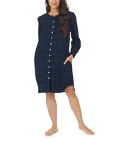 Lanz of Salzburg Women's Cotton Flannel Short Button Front Sleepshirt Nightgown