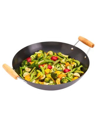 Infuse Asian Carbon Steel 13.75" Open Wok with 2 Side Handles