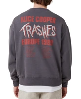 Cotton On Men's Alice Cooper Crew Sweater - Faded Slate, Alice Cooper