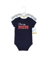 Hudson Baby Baby Boys Cotton Bodysuits, Love Mom, 3-Pack