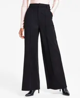 Bar Iii Women's High-Leg Wide-Leg Seamed Ponte Pants, Created for Macy's