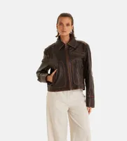 Furniq Uk Women's Brown Leather Jacket