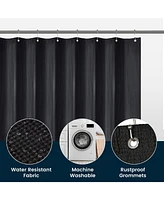 LiBa 72" W x 84" H Waffle Weave Fabric Shower Curtain