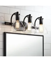 Possini Euro Design Sorren Industrial Modern Wall Light Black Metal Hardwired 20 1/2" 3