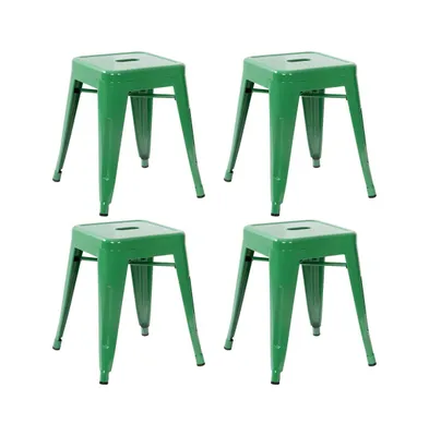 Emma+Oliver 18 Inch Table Height Indoor Stackable Metal Dining Stool-Set Of 4