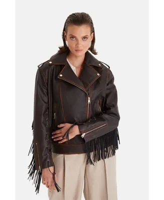 Women's Genuine Leather Jacket, Brown