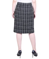 Ny Collection Petite Slim Tweed Double Knit Knee Length Skirt