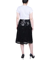 Ny Collection Petite Knee Length Sequined Skirt