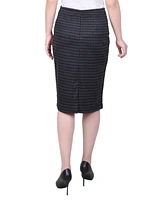 Ny Collection Petite Printed Knee Length Double Knit Skirt