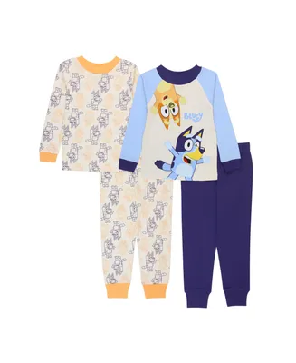Bluey Baby Boys Long Sleeve Cotton 4 Piece Pajama Set