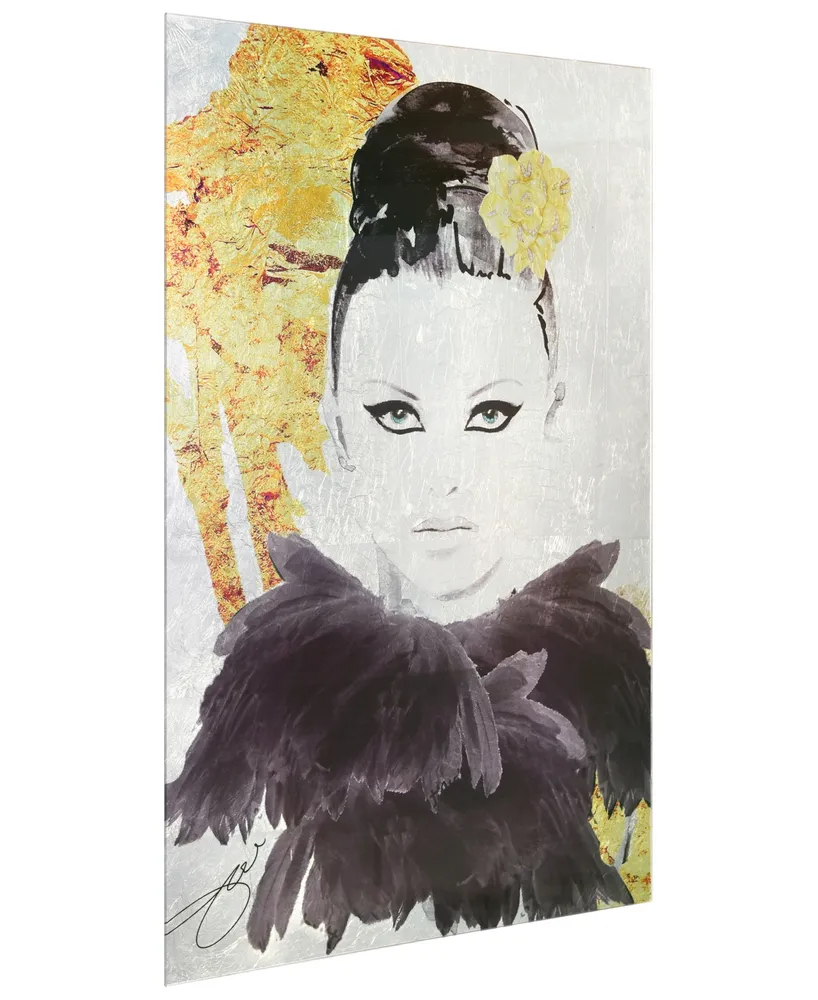 Empire Art Direct "Gold-Tone Woman 1" Reverse Printed Tempered Glass with Silver-Tone Leaf, 36" x 24" x 0.2"