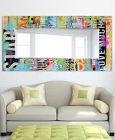 Empire Art Direct "Metro Mix" Rectangular Beveled Mirror on Free Floating Printed Tempered Art Glass, 72" x 36" x 0.4" - Multi