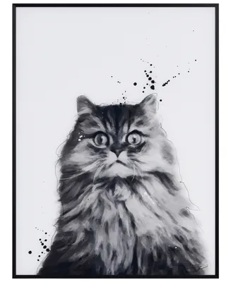 Empire Art Direct "Nebelung" Pet Paintings on Printed Glass Encased with A Black Anodized Frame, 24" x 18" x 1"