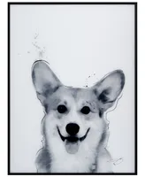 Empire Art Direct "Corgi" Pet Paintings on Printed Glass Encased with a Black Anodized Frame, 24" x 18" x 1"