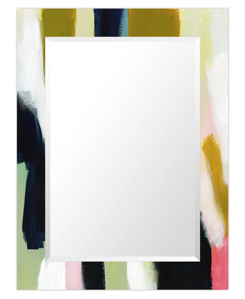 Empire Art Direct "Amagansett I" Rectangular Beveled Mirror on Free Floating Printed Tempered Art Glass, 30" x 40" x 0.4" - Multi