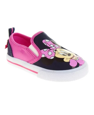 Disney Little Girls Minnie Mouse Slip On Canvas Sneakers