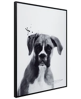 Empire Art Direct "Boxer" Pet Paintings on Printed Glass Encased with a Black anodized Frame, 24" x 18" x 1"