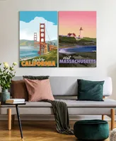 Empire Art Direct "Bicoastal Beauty" Frameless Free Floating Tempered Glass Panel Graphic Wall Art Set Of 2, 36" x 24" x 0.2" Each - Multi