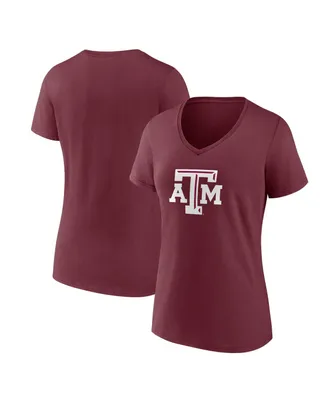 Women's Fanatics Maroon Texas A&M Aggies Evergreen Logo V-Neck T-shirt