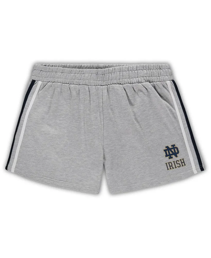 Women's Heathered Gray Notre Dame Fighting Irish Plus Size 2 Stripes Shorts