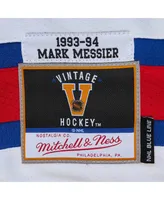 Men's Mitchell & Ness Mark Messier Blue New York Rangers Big Tall 2015 Captain Patch Line Player Jersey