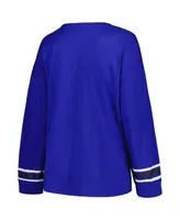 Women's Profile Royal Kentucky Wildcats Plus Size Triple Script Crew Neck Long Sleeve T-shirt