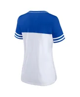 Women's Profile White, Royal Kentucky Wildcats Plus Field Game V-Neck T-shirt