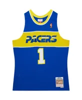 Men's Mitchell & Ness Stephen Jackson Royal Indiana Pacers Hardwood Classics Retro Name and Number T-shirt