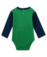 Infant Boys and Girls Navy Notre Dame Fighting Irish Rookie Of The Year Long Sleeve Bodysuit and Pants Set