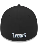 Men's New Era Black Tennessee Titans Main 39THIRTY Flex Hat