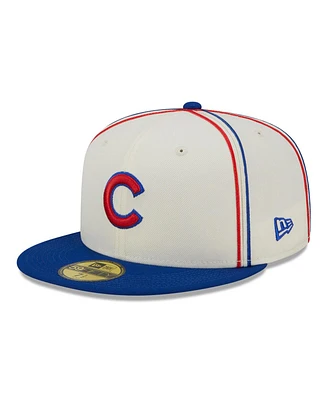Men's New Era Cream, Royal Chicago Cubs Chrome Sutash 59FIFTY Fitted Hat
