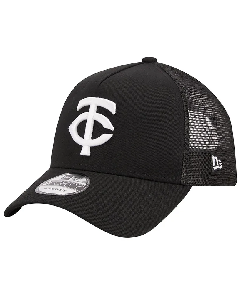 Men's New Era Black Minnesota Twins A-Frame 9FORTY Trucker Adjustable Hat