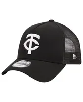 Men's New Era Black Minnesota Twins A-Frame 9FORTY Trucker Adjustable Hat