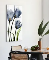 Empire Art Direct "Three Blue TuLIps" Frameless Free Floating Tempered Glass Panel Graphic Wall Art, 48" x 24" x 0.2"