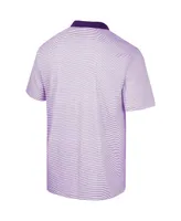 Men's Colosseum Purple, White Clemson Tigers Print Stripe Polo Shirt