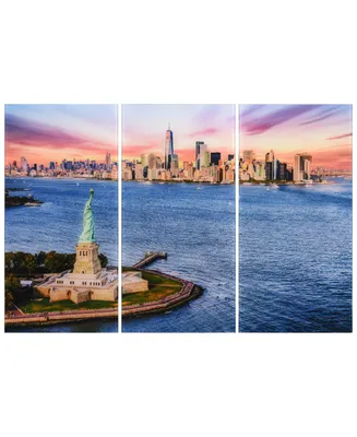 Empire Art Direct "New York View Abc" Frameless Free Floating Tempered Glass Panel Graphic Wall Art Set of 3, 72" x 36" x 0.2" Each - Multi